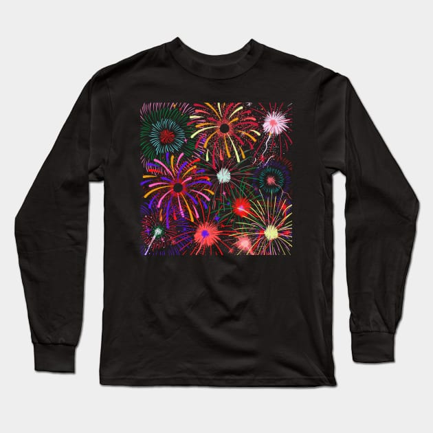 Wonderful and Colorful Fireworks Long Sleeve T-Shirt by TharuDilini